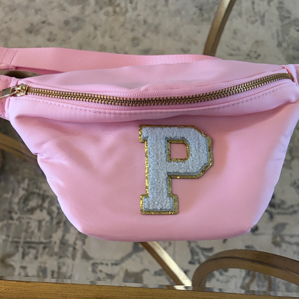 Pink Belt Bag with Gold Accents